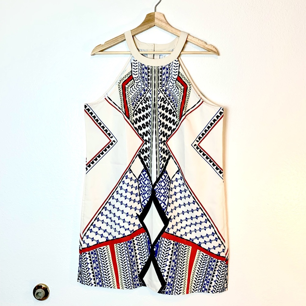 Spring White and Navy Print Beach Venus Dress Size M